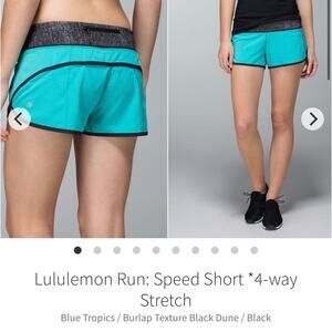 Lululemon Run Speed Short 4-Way Stretch 2.5” Blue Tropics Black Size 2